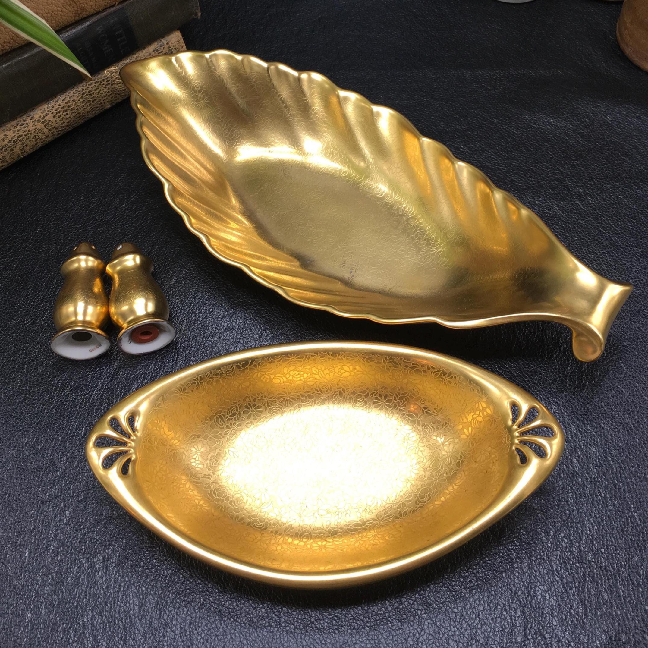 Vintage Pickard Gold Encrusted Salt & Pepper Set: Embossed Floral