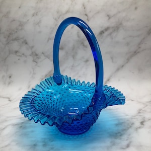 Fenton Blue Basket - Etsy