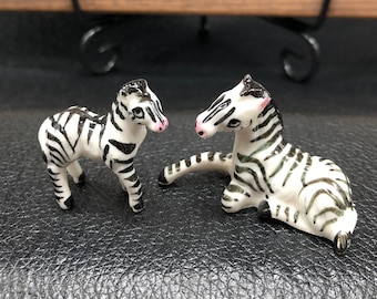 1970年代｜アメリカ｜マザーオブパールゼブラ Vintage Miniature Bone China Zebra Figurines From the 1970's - Etsy