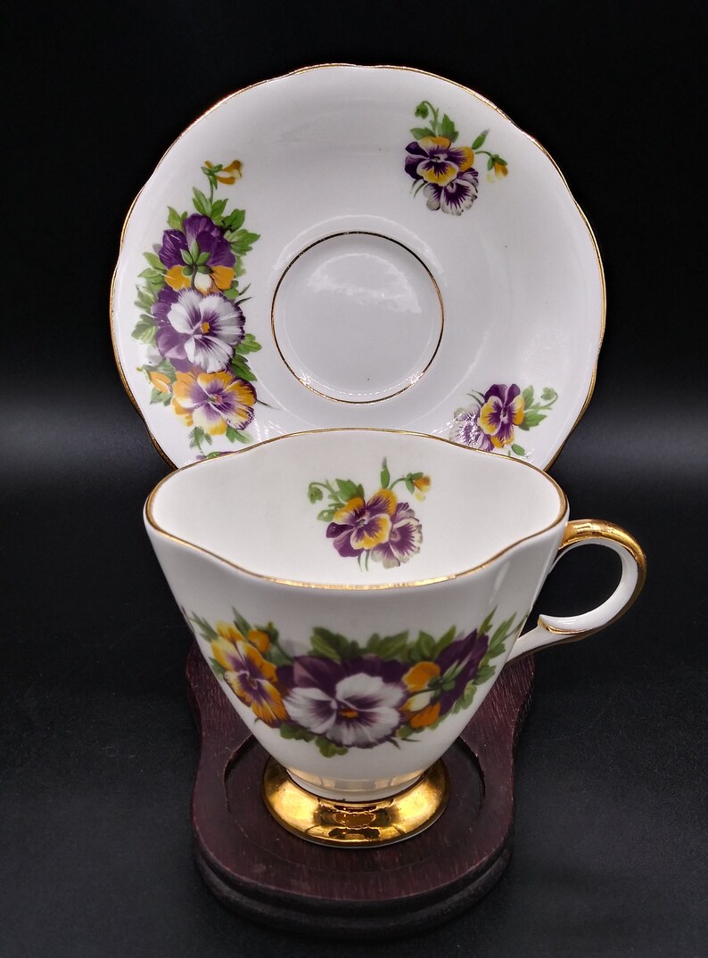 Clarence Bone China England Vintage Teacup and Saucer With Etsy