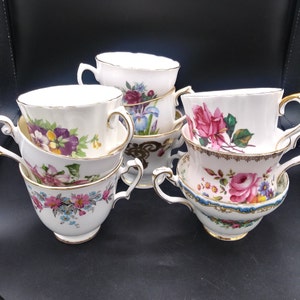 De-stash, Mis-matched Vintage Teacups and Some Saucers, Imperfect, Slightly Damaged Teacups, Small Chips, Cracks