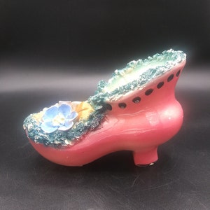 Vintage Shoe Planter, Numbered Italian Ceramic Shoe, Spaghetti Porcelain with Flowers, Adorable! c. 1940&#39;s