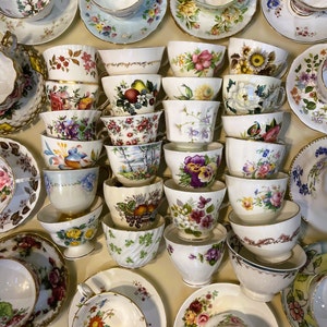 Beautiful Vintage Mismatched Teacups and Saucers, for Tea Parties or Gifts, Bone China and Porcelain, All Vintage