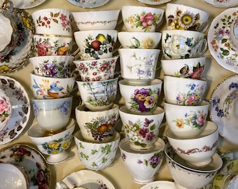 Beautiful Vintage Mismatched Teacups and Saucers, for Tea Parties or Gifts, Bone China and Porcelain, All Vintage