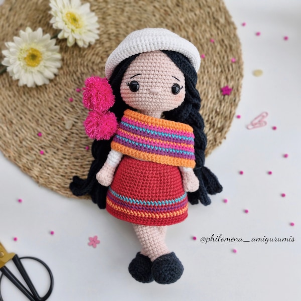 Patrón Crochet Muñeca Nuna Coya Amigurumi PDF Tutorial