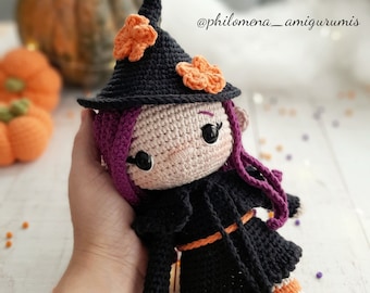Crochet Pattern, Witch Morgana Halloween Amigurumi PDF Tutorial
