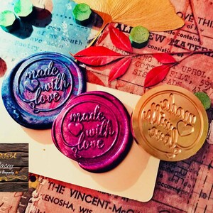 Made with love wax seal stamp, Made with love wax seal Stamp with wooden handle, party wax seal