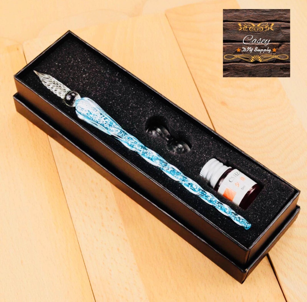 Hand Blown Glass Dip Pen Crystal Glass Dip Pen Gift Set Etsy