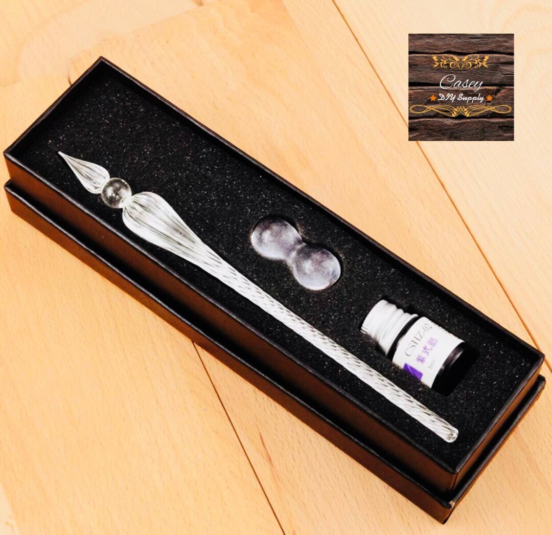 Hand Blown Glass Dip Pen Crystal Glass Dip Pen Gift Set Etsy