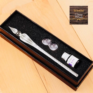 Hand blown glass dip pen crystal glass dip pen gift set vintage glass dip pen vintage keepsake gift box Luminous glass sign pen