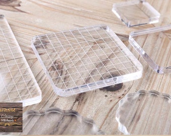 Acrylic Stamp Block, Stamping Block for Clear Rubber Stamps Grid and Grips  Stamping Tools 10CM / 7.5 CM / 5CM 