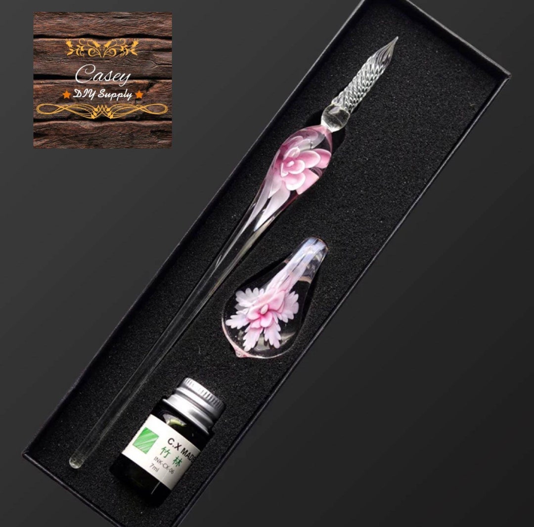 Hand Blown Glass Dip Pen Crystal Glass Dip Pen Gift Set Etsy