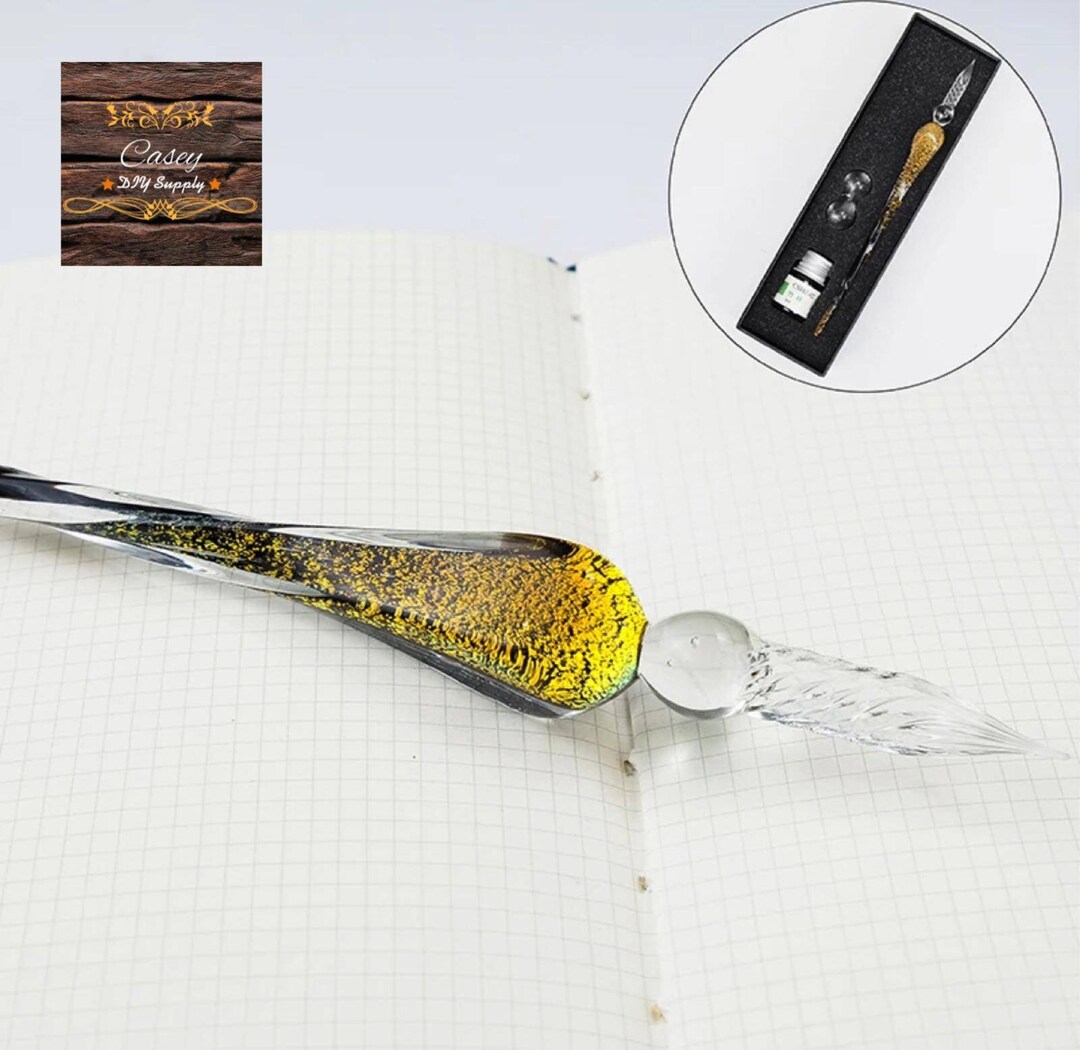 Hand Blown Glass Dip Pen Crystal Glass Dip Pen Gift Set Etsy