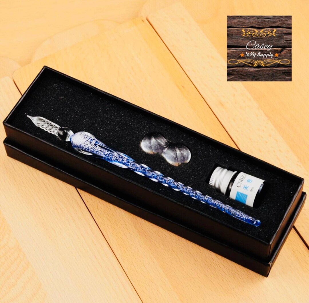 Hand Blown Glass Dip Pen Crystal Glass Dip Pen Gift Set Vintage Glass