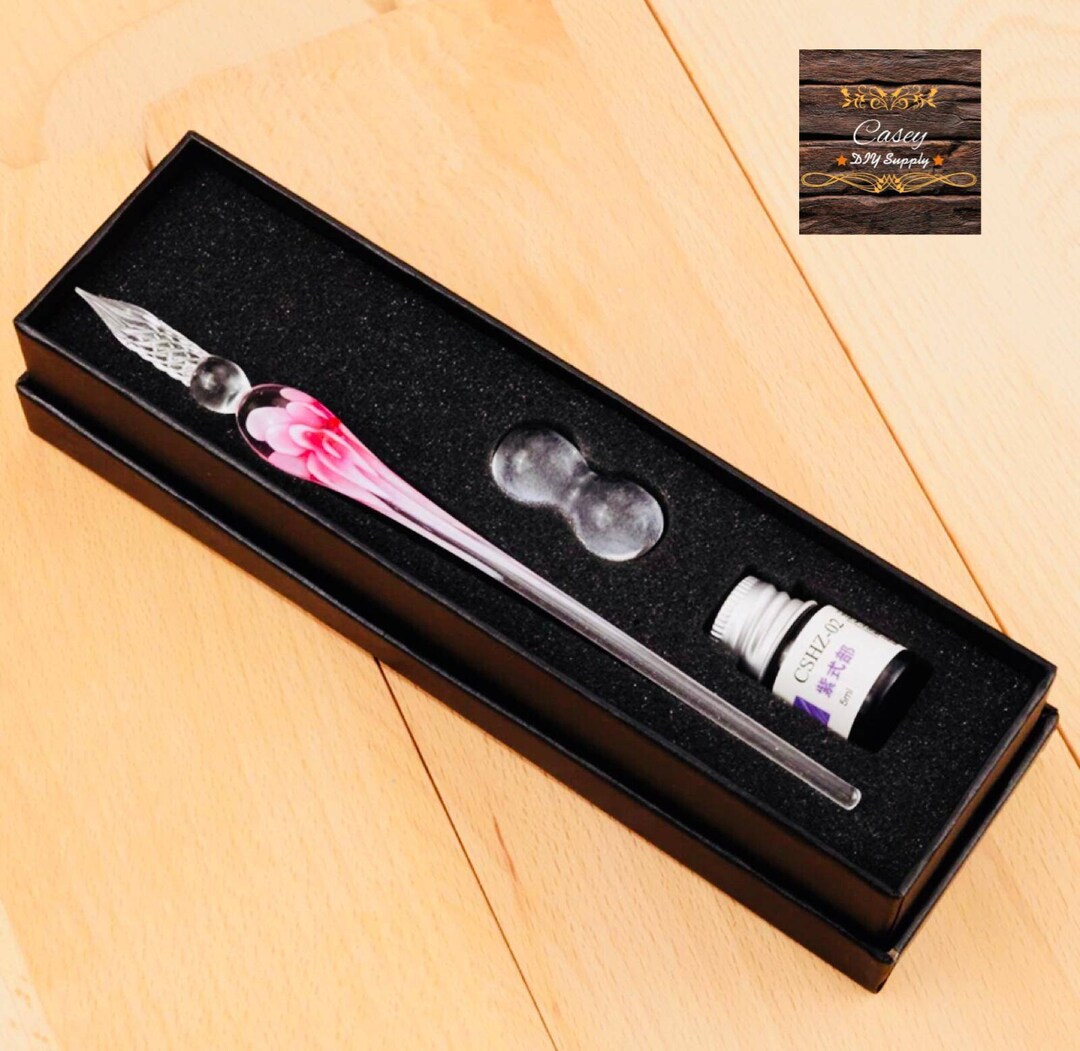 Hand Blown Glass Dip Pen Crystal Glass Dip Pen Gift Set Vintage Glass