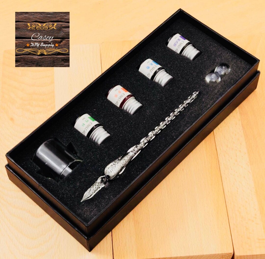 Hand Blown Glass Dip Pen Crystal Glass Dip Pen Gift Set Etsy