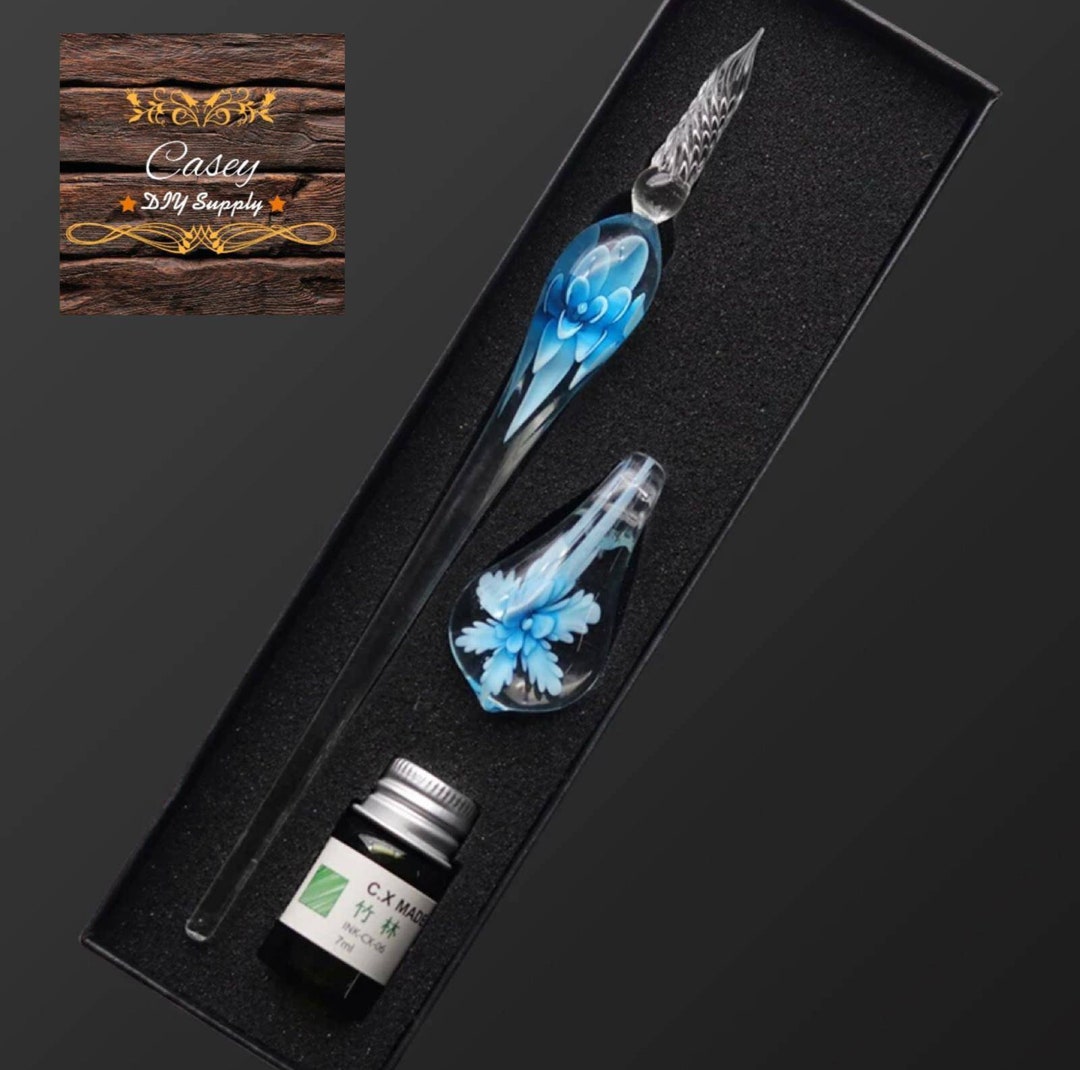 Hand Blown Glass Dip Pen Crystal Glass Dip Pen Gift Set Etsy