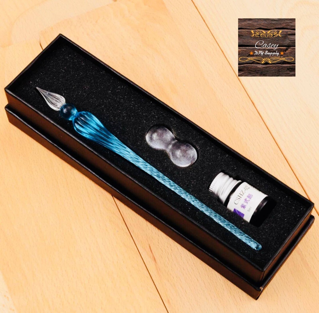 Hand Blown Glass Dip Pen Crystal Glass Dip Pen Gift Set Vintage Glass