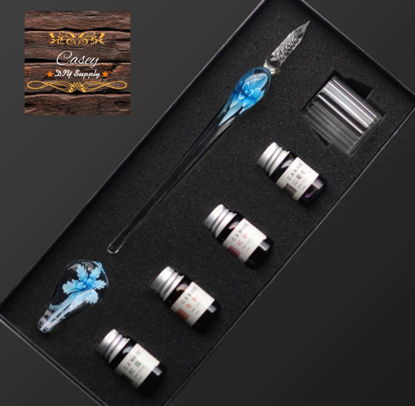 Hand Blown Glass Dip Pen Crystal Glass Dip Pen Gift Set Etsy