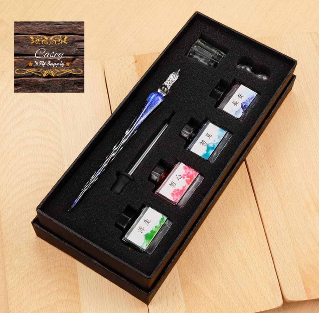 Hand Blown Glass Dip Pen Crystal Glass Dip Pen Gift Set Vintage Glass