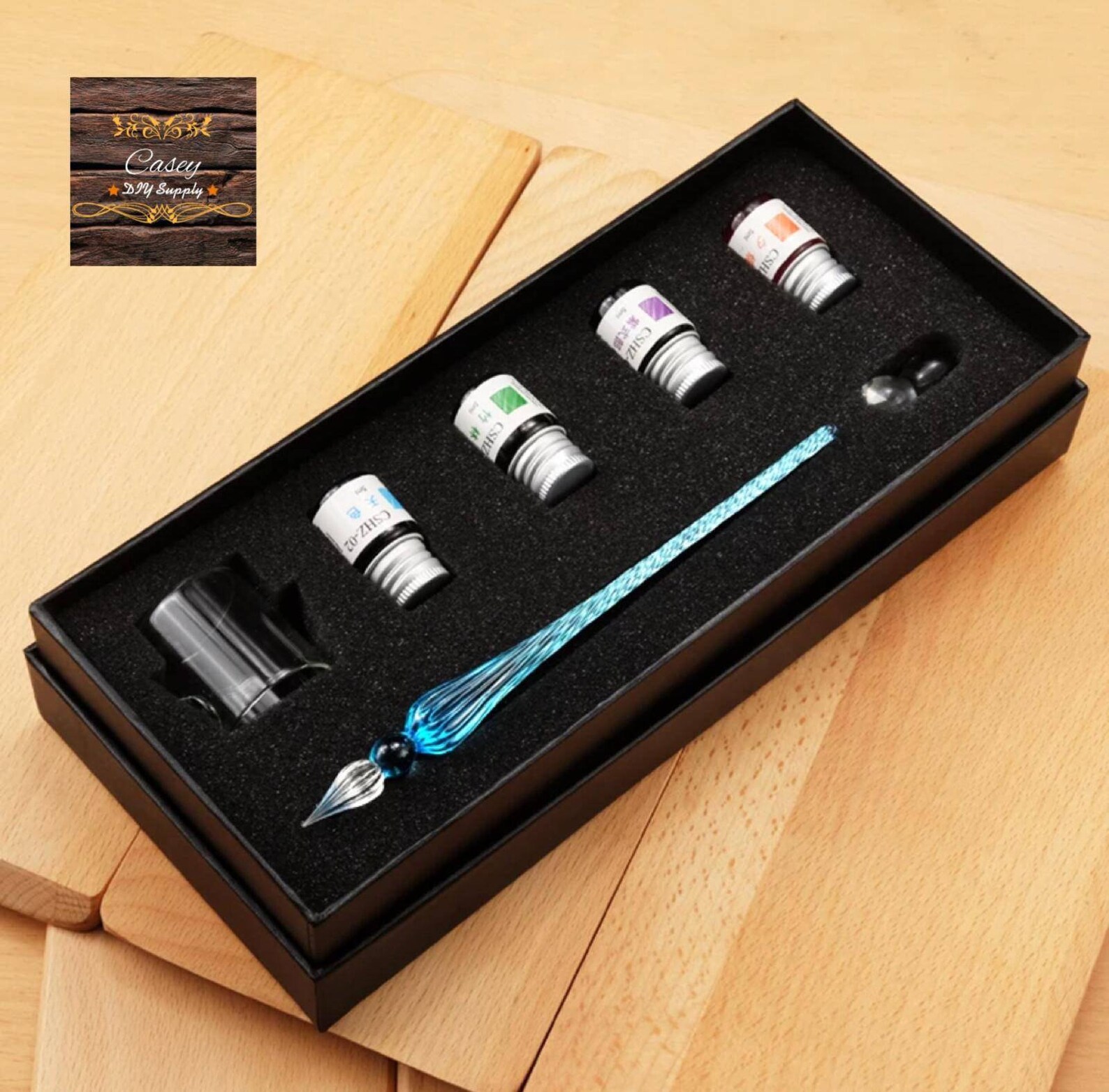 Hand Blown Glass Dip Pen Crystal Glass Dip Pen Gift Set Etsy