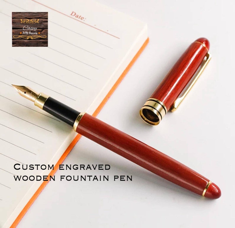 Personalized Red Wood Fountain Pen Custom Engraved Fountain Etsy