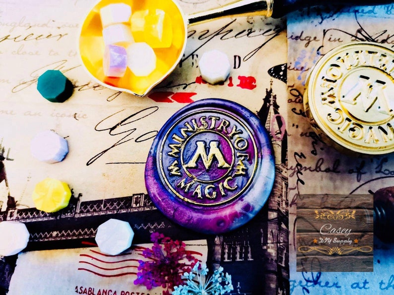 party wax seal wax seal stamp ministry of magic wax seal Stamp with wooden handle Ministry of magic wax seal stamp