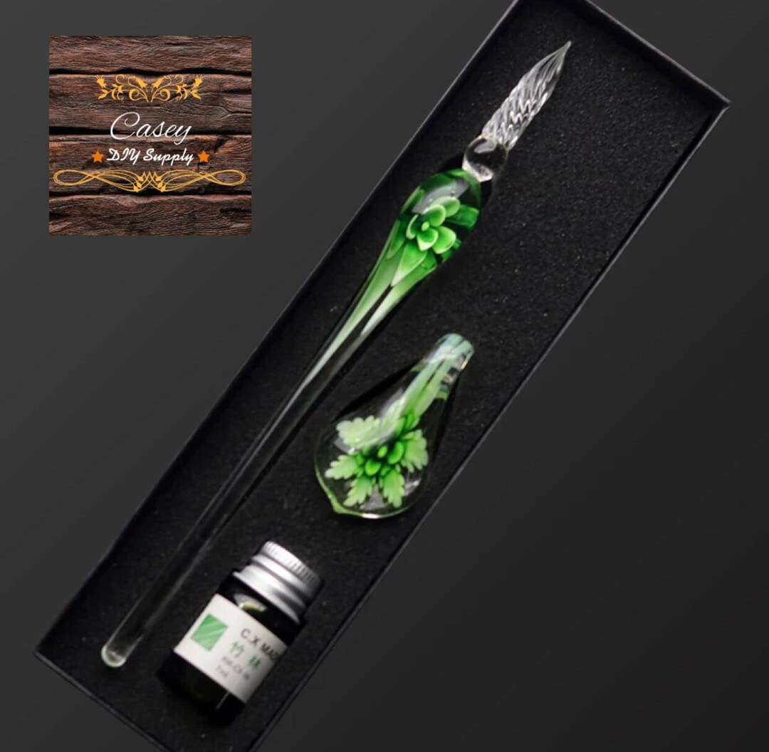 Hand Blown Glass Dip Pen Crystal Glass Dip Pen Gift Set Etsy