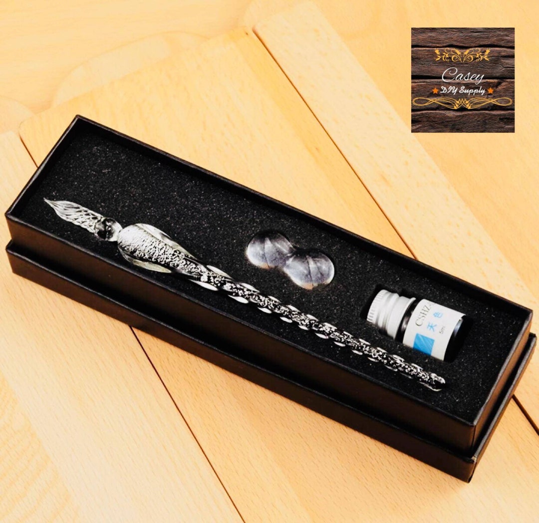 Hand Blown Glass Dip Pen Crystal Glass Dip Pen Gift Set Vintage Glass