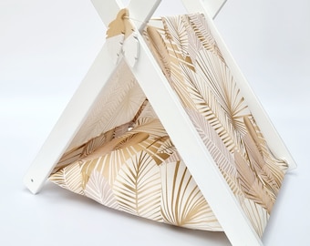 Cat teepee, cat tent, palm leaves pattern, teepee for cats