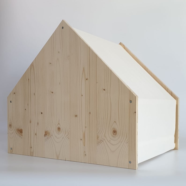 Cat house, wood and cotton fabric, cat cave, cat furniture, modern and sustainable image 3