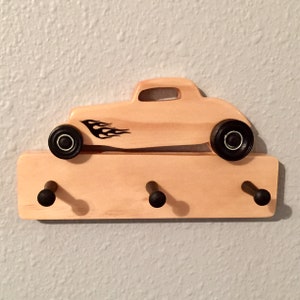 1934 Ford 3-Window Coupe Hot Rod Wooden Key Holder for wall, Wall Hooks, Classic Cars