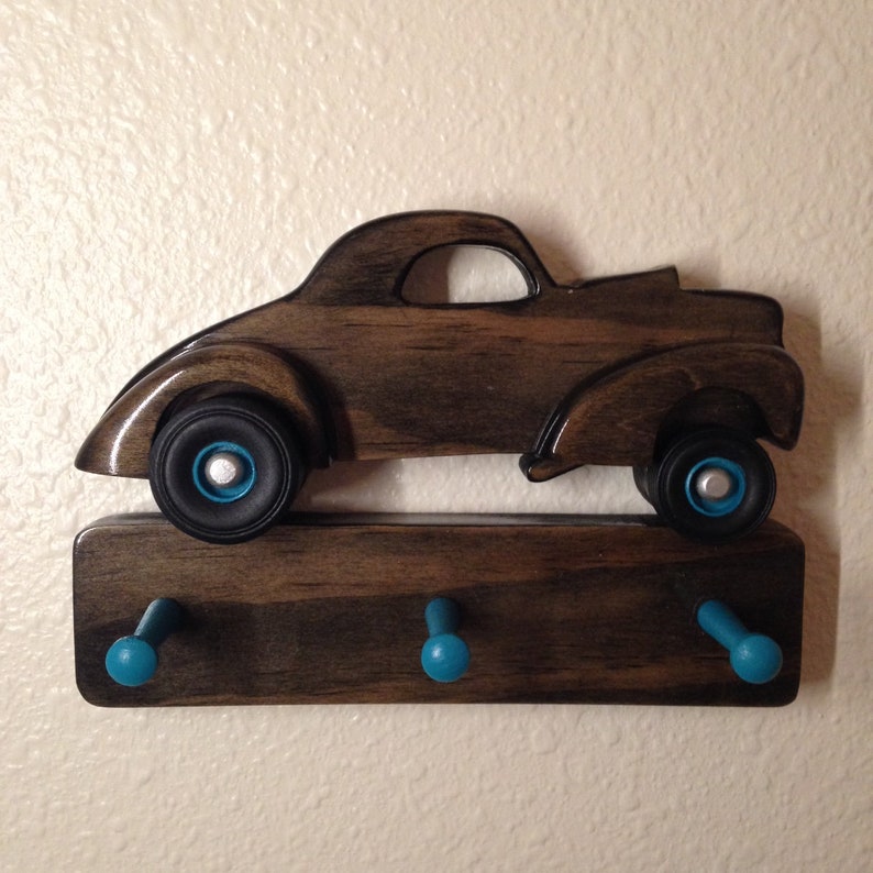 Hot Rod Gifts Gift Drag Racing Wall Hooks 1941 Willys Wooden Key Holder for wall Father/'s Day Handmade Wood