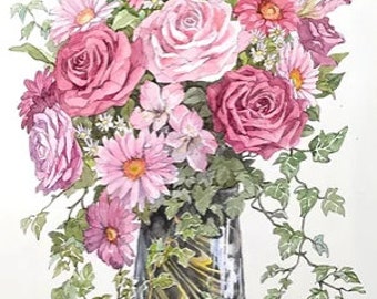 Blomsång - Akvarell av Makiko Sugimoto