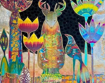 Night Reunion － Mixed media by Misako Matsumoto