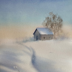 Watercolor—Winter Morning—Winter Landscape—Original—Winter Morning—Winter Landscape—Original Watercolor