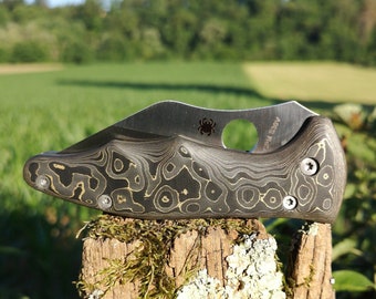 Scales for Spyderco yojimbo  Fatcarbon camo gold (NO KNIFE)