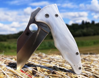 Scales for Spyderco Yojimbo 2 KIRINITE pearl (NO knife)