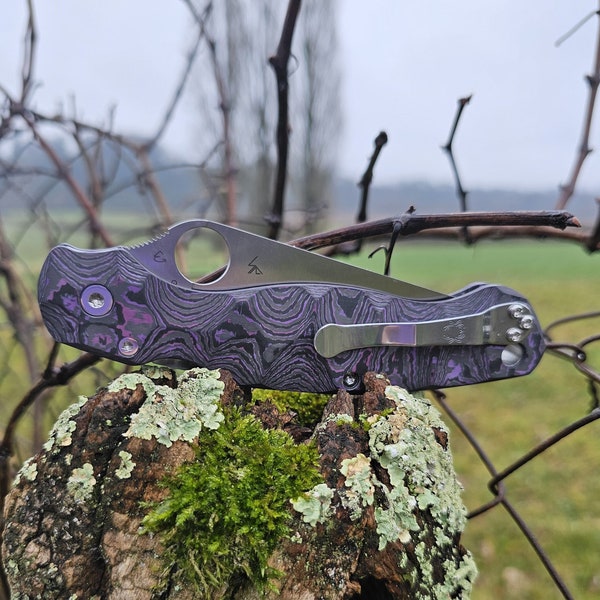 Plaquettes Spyderco military 2 fatcarbon purple haze