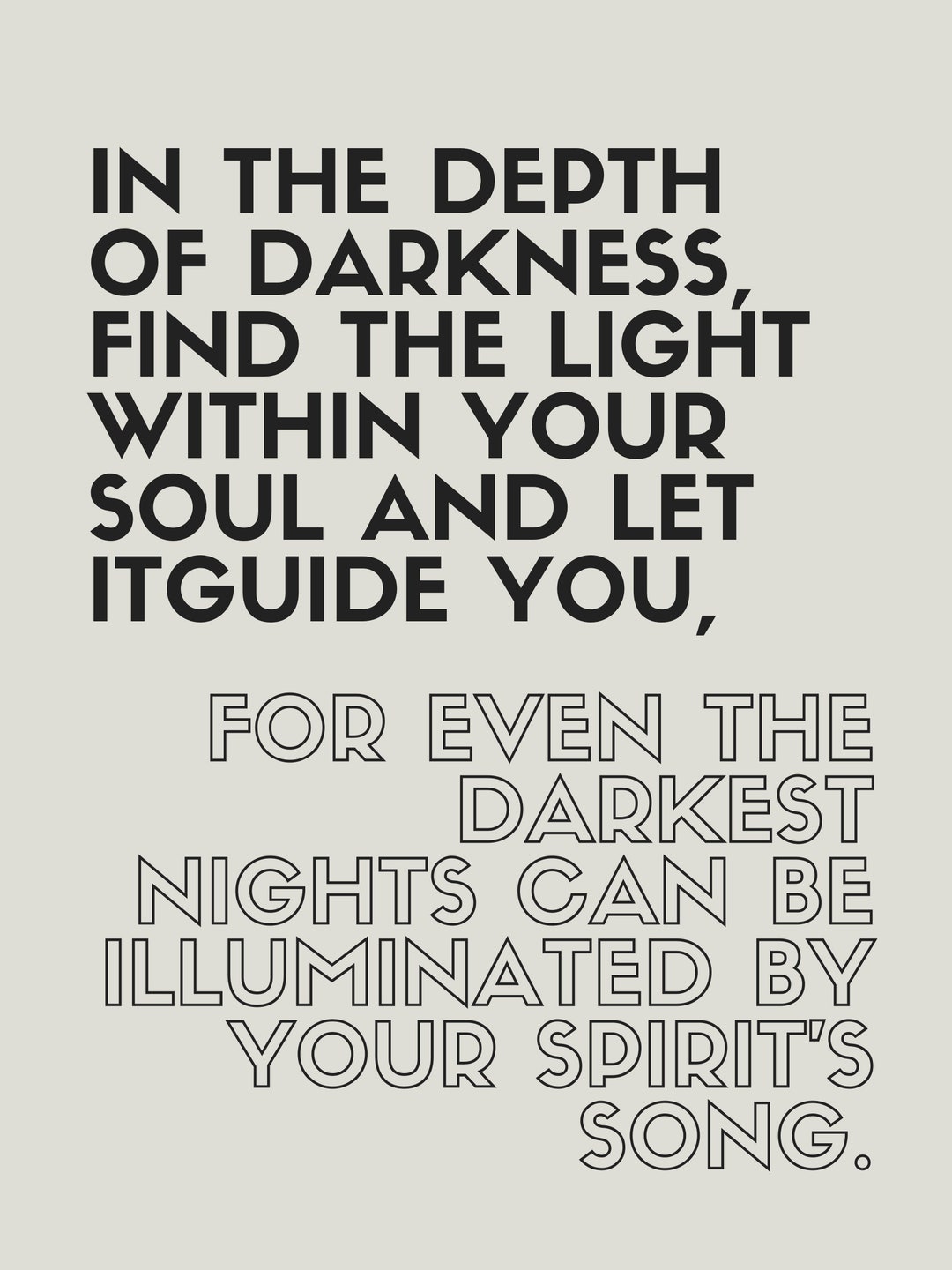 In the Depth of Darkness, Find the Light Within Your Soul Etsy