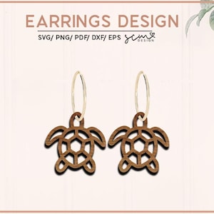 Archivo de corte láser SVG de aretes de tortuga, SVG de aretes de tortuga marina, archivo láser de aretes Glowforge, archivo láser, archivo de corte láser de tortuga, corte láser SVG de océano