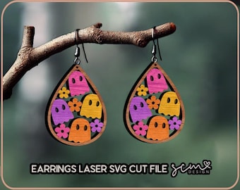 Ghost Earrings SVG Laser Cut File, Halloween (Digital File)