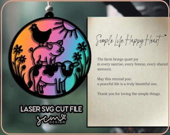 Farm Animals Suncatcher Laser Cut File SVG (Digital Download)
