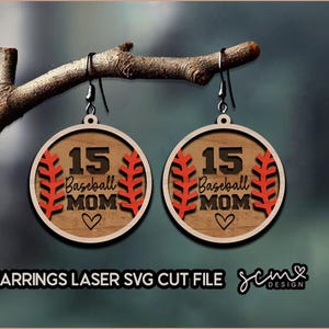 Baseball Earrings Laser SVG cut files/ Earrings Baseball SVG/ Glowforge Earrings cut file, Layered earring file, earrings Baseball SVG cut