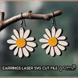 Daisy Earring Laser SVG cut files | Daisy Earring Glowforge | Glowforge Earring Files | Daisy Earrings  laser SVG cut file