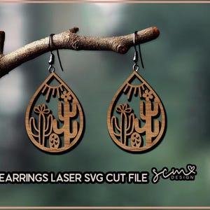 Brincos de cacto, brincos de cacto laser svg, arquivo laser digital, arquivo de corte Glowforge, arquivo de brinco em camadas, brincos de cacto SVG