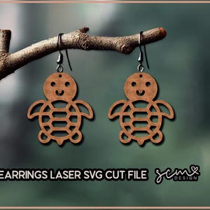 Boucle d'oreille tortue au laser SVG, boucle d'oreille tortue de mer SVG, laser boucle d'oreille Glowforge, fichier laser, fichier découpé au Laser tortue, océan Laser SVG