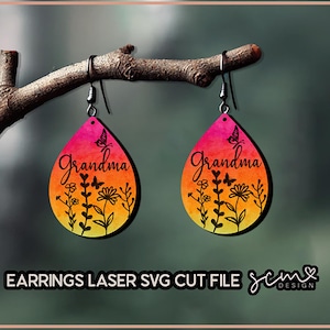 Arquivos de corte SVG a laser para brincos da vovó | Brincos da vovó Glowforge | Arquivos para brincos Glowforge | Arquivos de corte SVG a laser para brincos da vovó