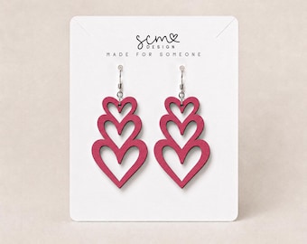 Archivo SVG para cortar con láser pendientes de corazón de San Valentín, Glowforge, Cricut (descarga digital)