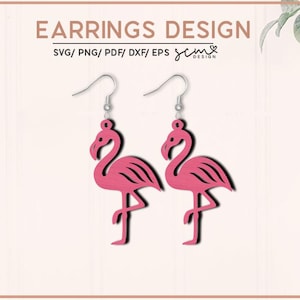 Flamingo Earring Laser SVG cut file/ Flamingo Earring Glowforge | Glowforge Earring Files | Flamingo Earrings laser SVG cut file